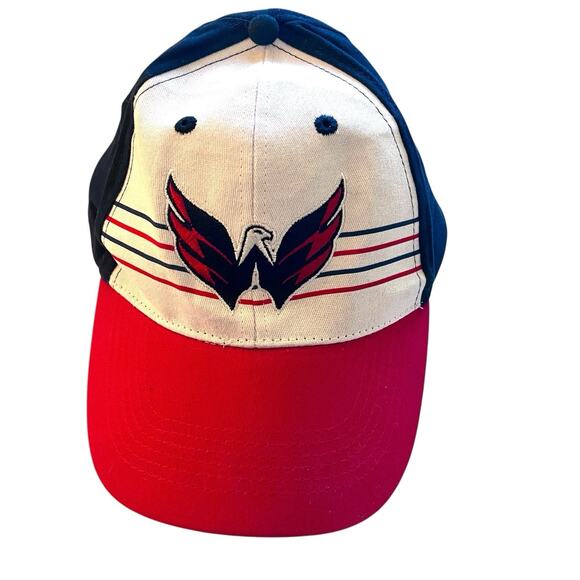Washington Capitals Blue Red Baseball Cap Adjustable Strap Hat Weagle Logo NHL - Picture 1 of 7